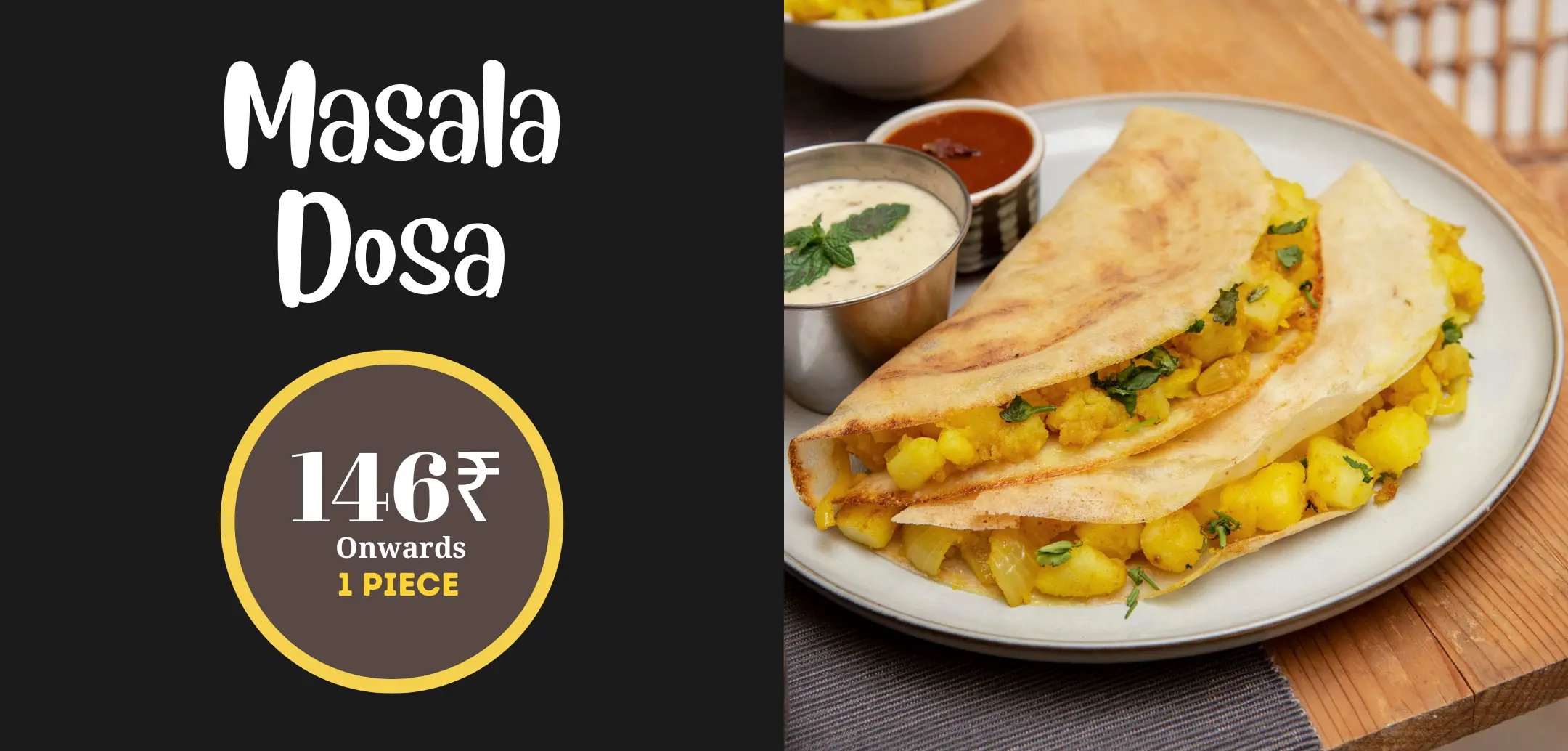 Best Masala Dosa plate order in Khar, Bandra, Santacruz, Mumbai from The South Indian Plate.
